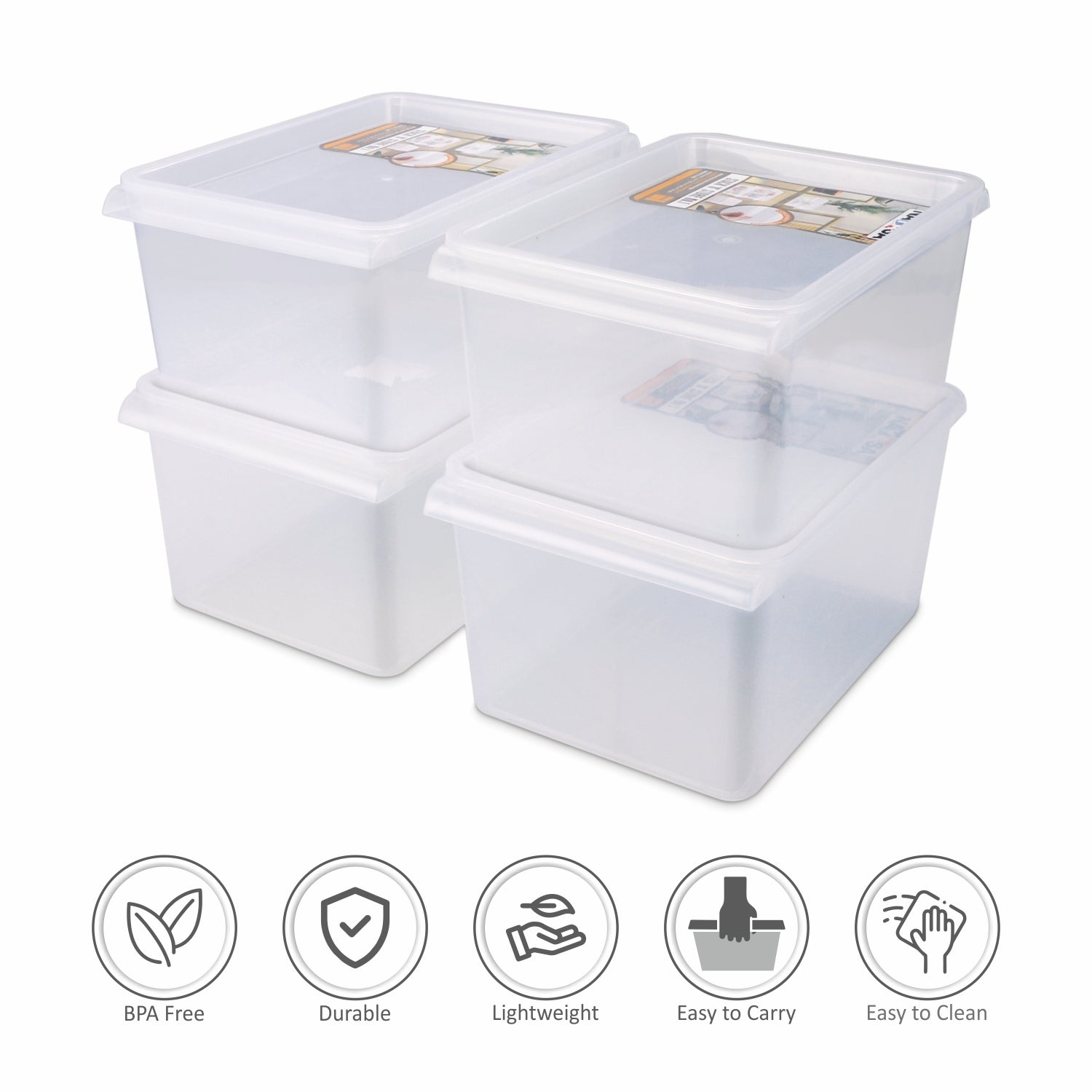 Stack N Store Storage Box, Transparent 5 Ltr / Set of 4