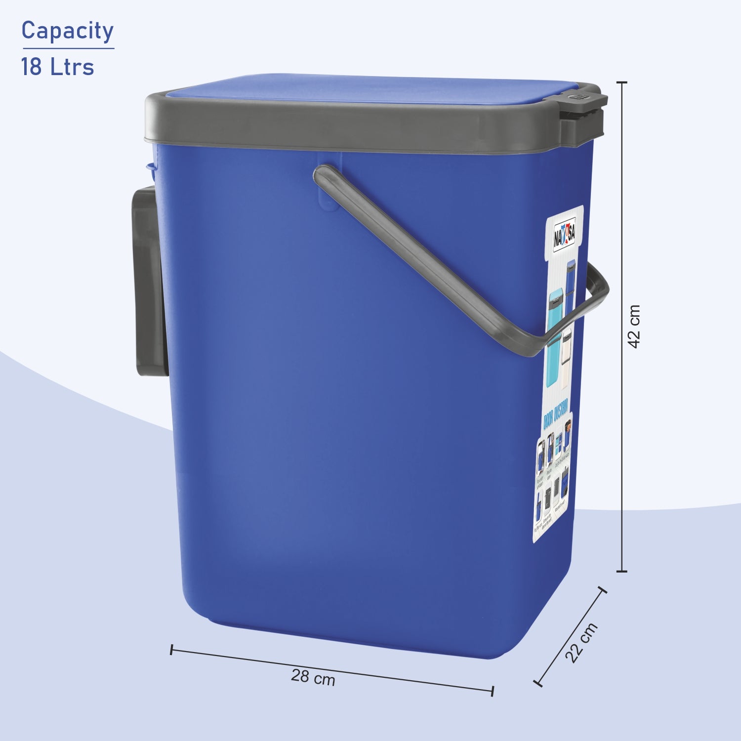 Door Dust Bin Blue / 18 Ltrs