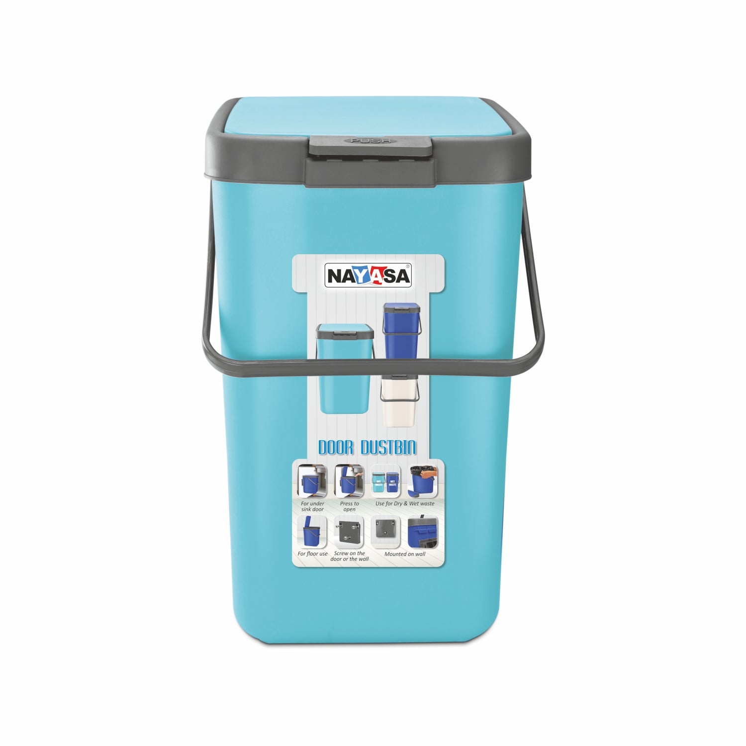 Door Dust Bin Turquoise Blue / 18 Ltrs