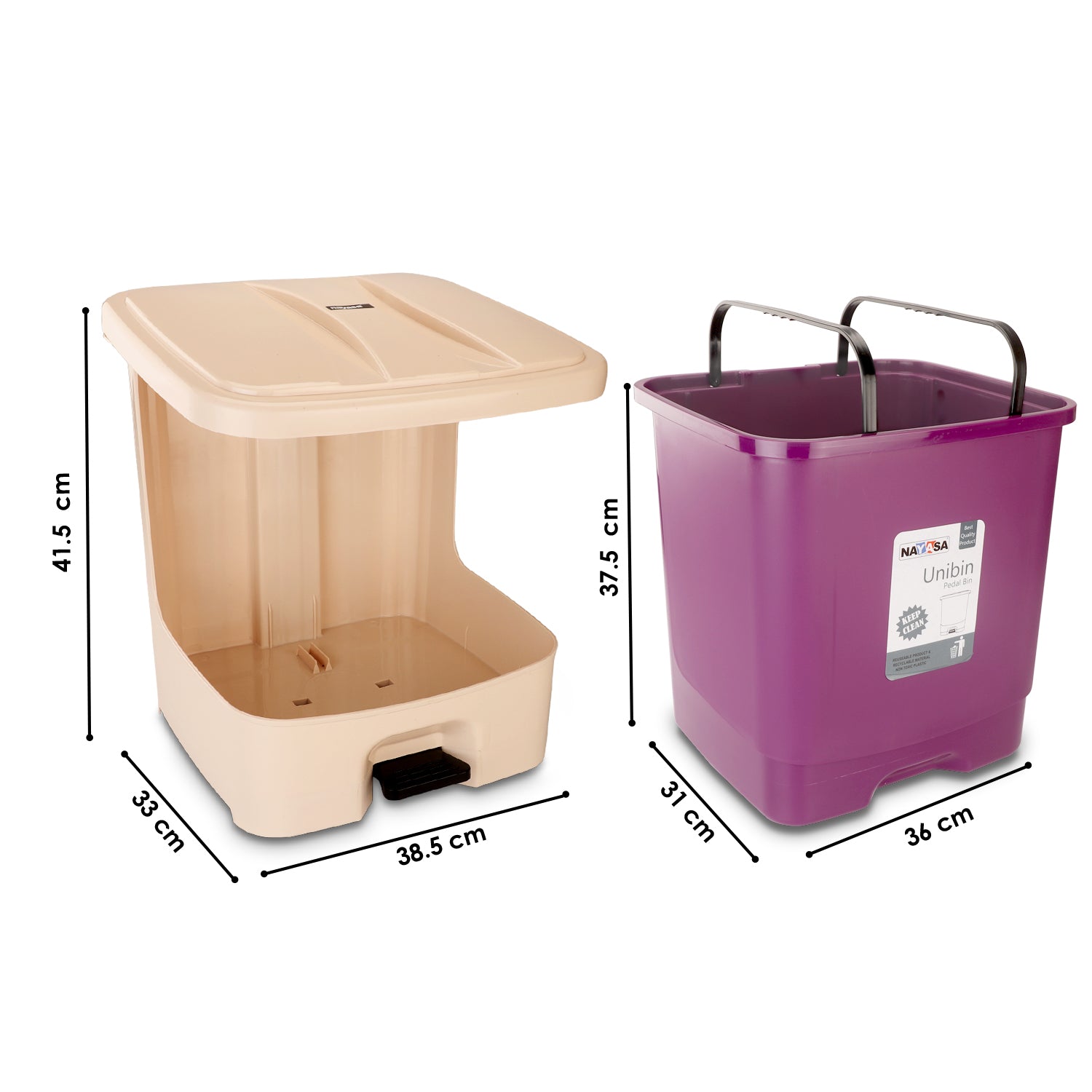 Unibin Square Dustbin Violet / 33 Ltrs