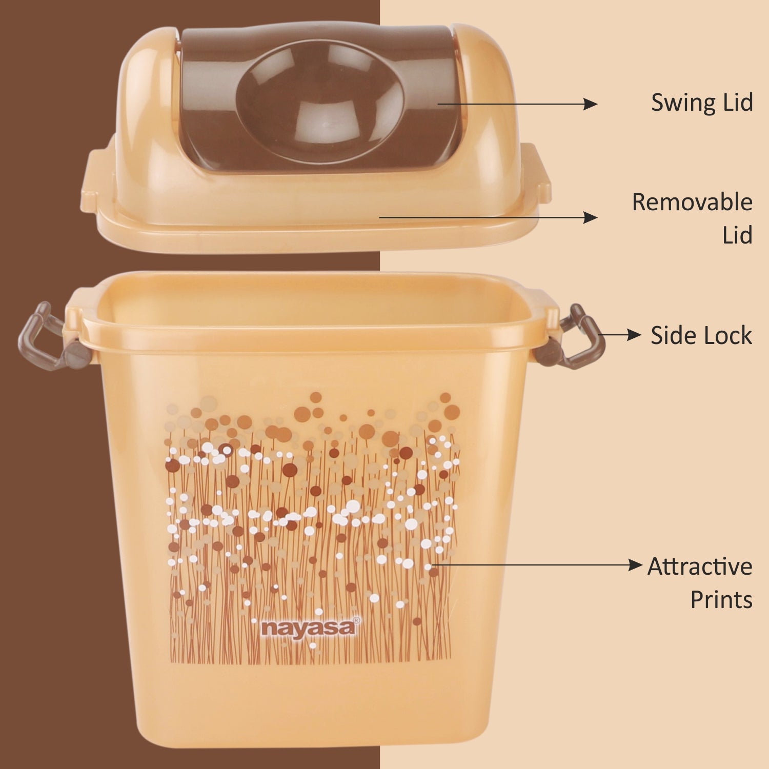 Funk Square Dustbin 14 Brown