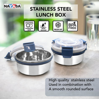 Aqua Lock Round Lunch Box Blue / 300 ml / Set of 2