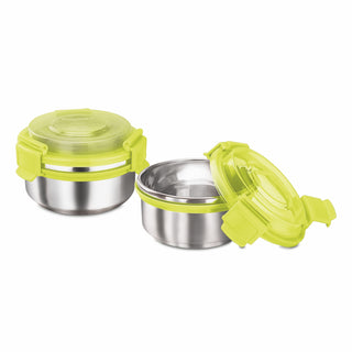 Aqua Lock Round Lunch Box Green / 300 ml / Set of 2
