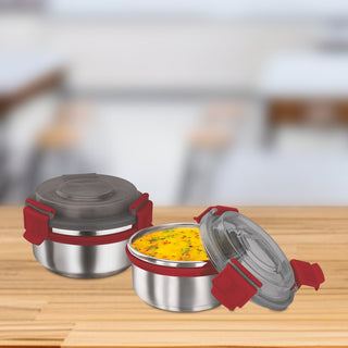 Aqua Lock Round Lunch Box Grey / 300 ml / Set of 2