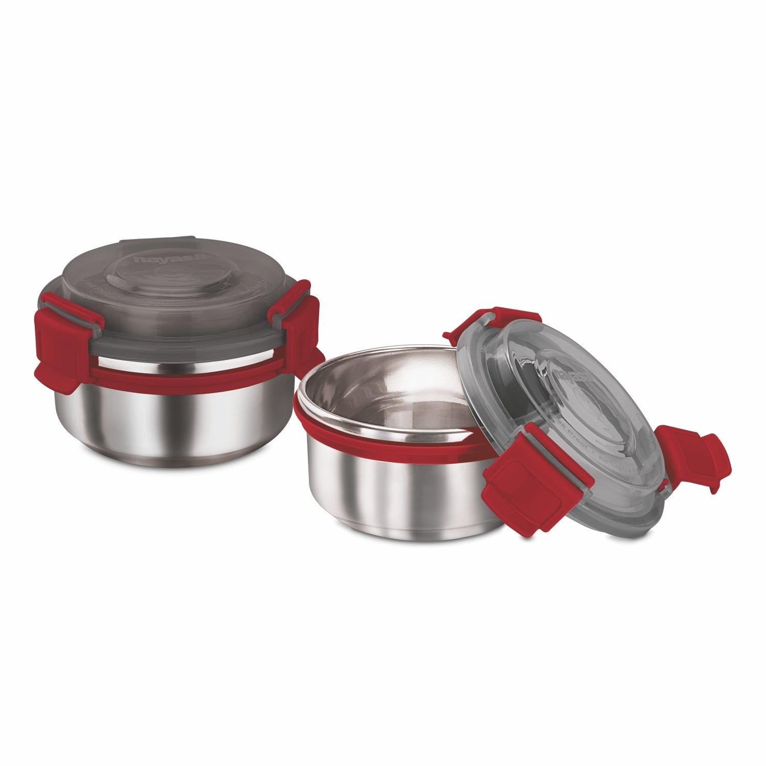 Aqua Lock Round Lunch Box Grey / 300 ml / Set of 2
