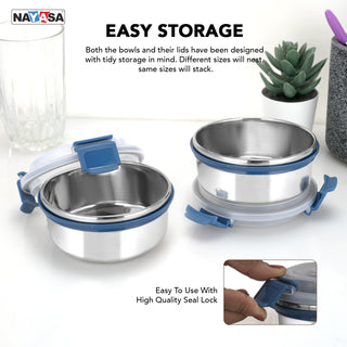 Aqua Lock Round Lunch Box Blue / 450 ml / Set of 1