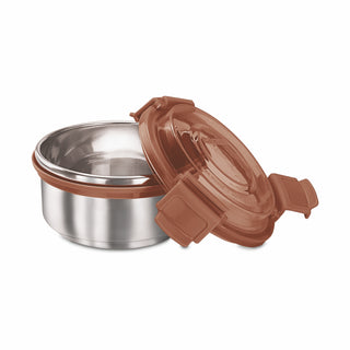 Aqua Lock Round Lunch Box Brown / 450 ml / Set of 1