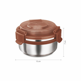 Aqua Lock Round Lunch Box Brown / 450 ml / Set of 1