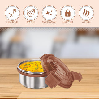 Aqua Lock Round Lunch Box Brown / 450 ml / Set of 1