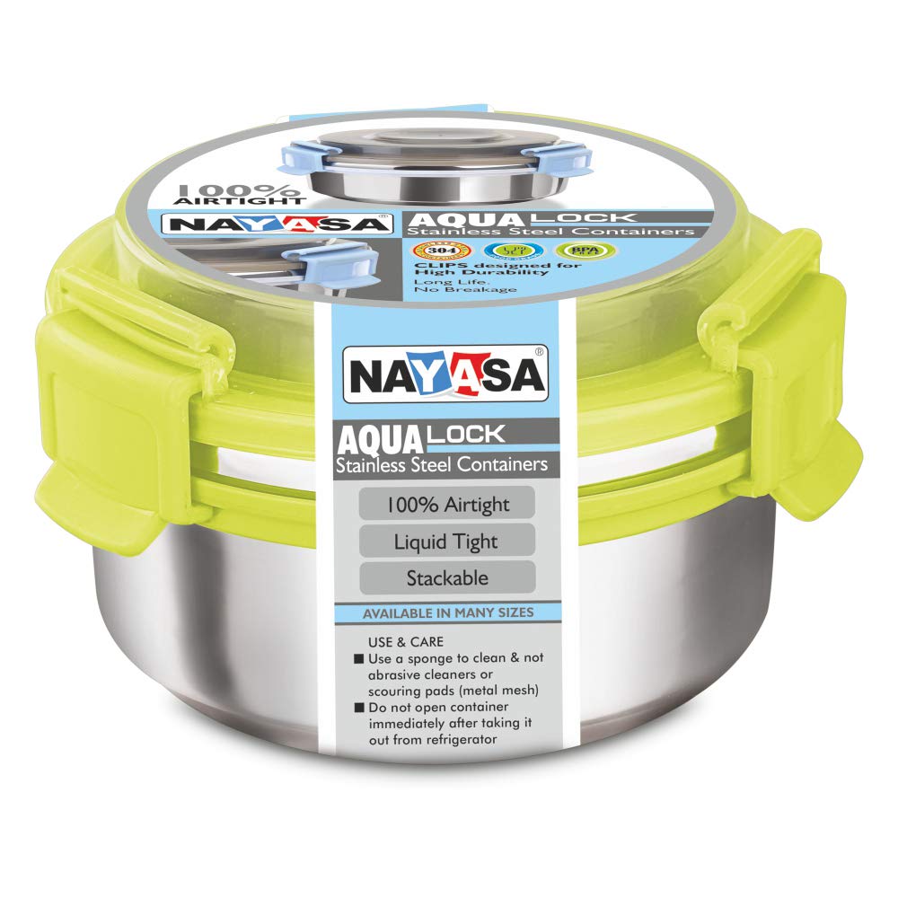 Aqua Lock Round Lunch Box Green / 450 ml / Set of 1