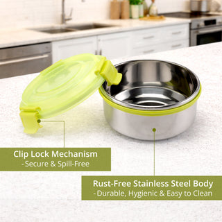 Aqua Lock Round Stainless Steel Food Container – 450 ml