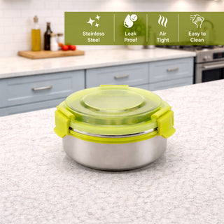 Aqua Lock Round Stainless Steel Food Container – 450 ml