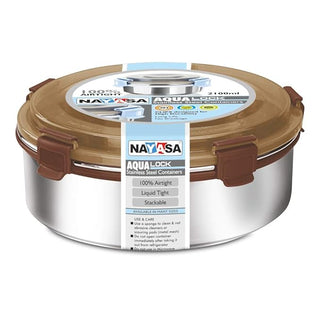 Aqua Lock Round Lunch Box Brown / 2100 ml / Set of 1