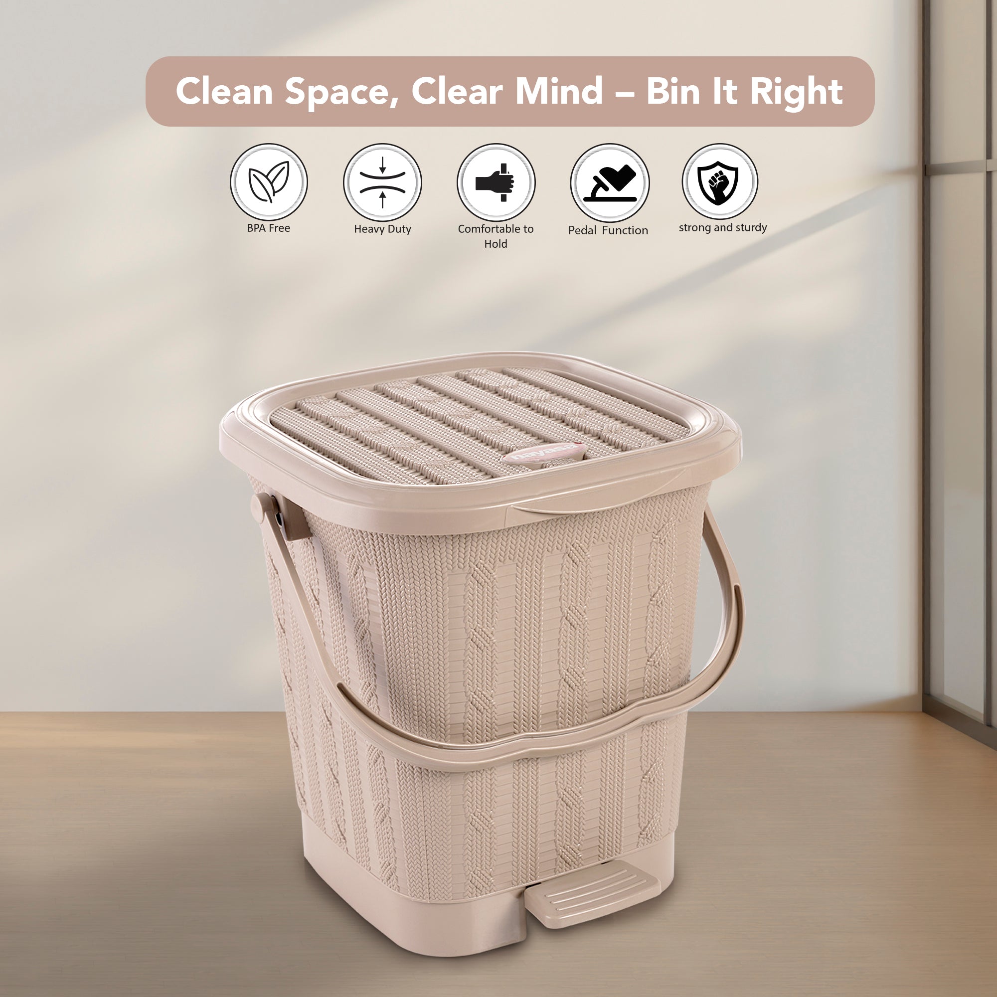 Mikado Waste Paper Dustbin Cream / 12.6 Ltrs
