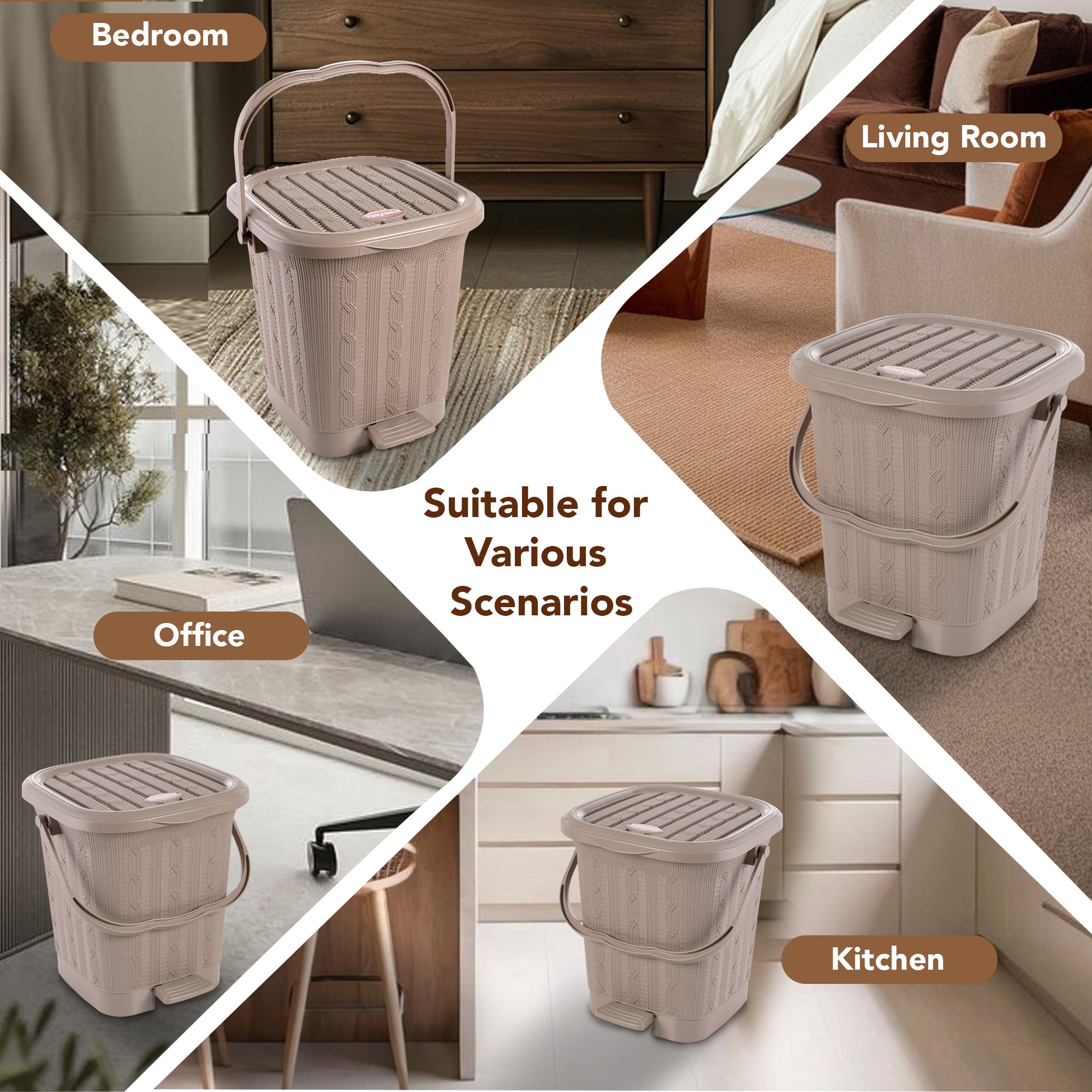 Mikado Waste Paper Dustbin Cream / 12.6 Ltrs