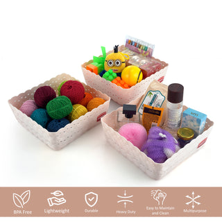 Ocean Basket, Set of 3 Light Pink