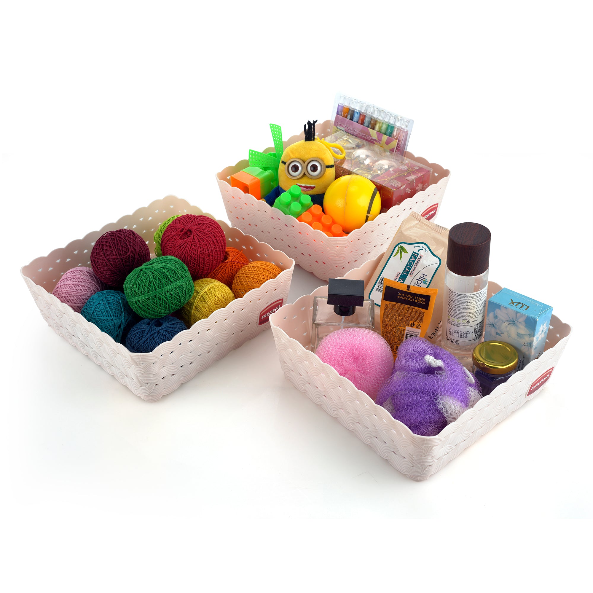 Ocean Basket, Set of 3 Light Pink