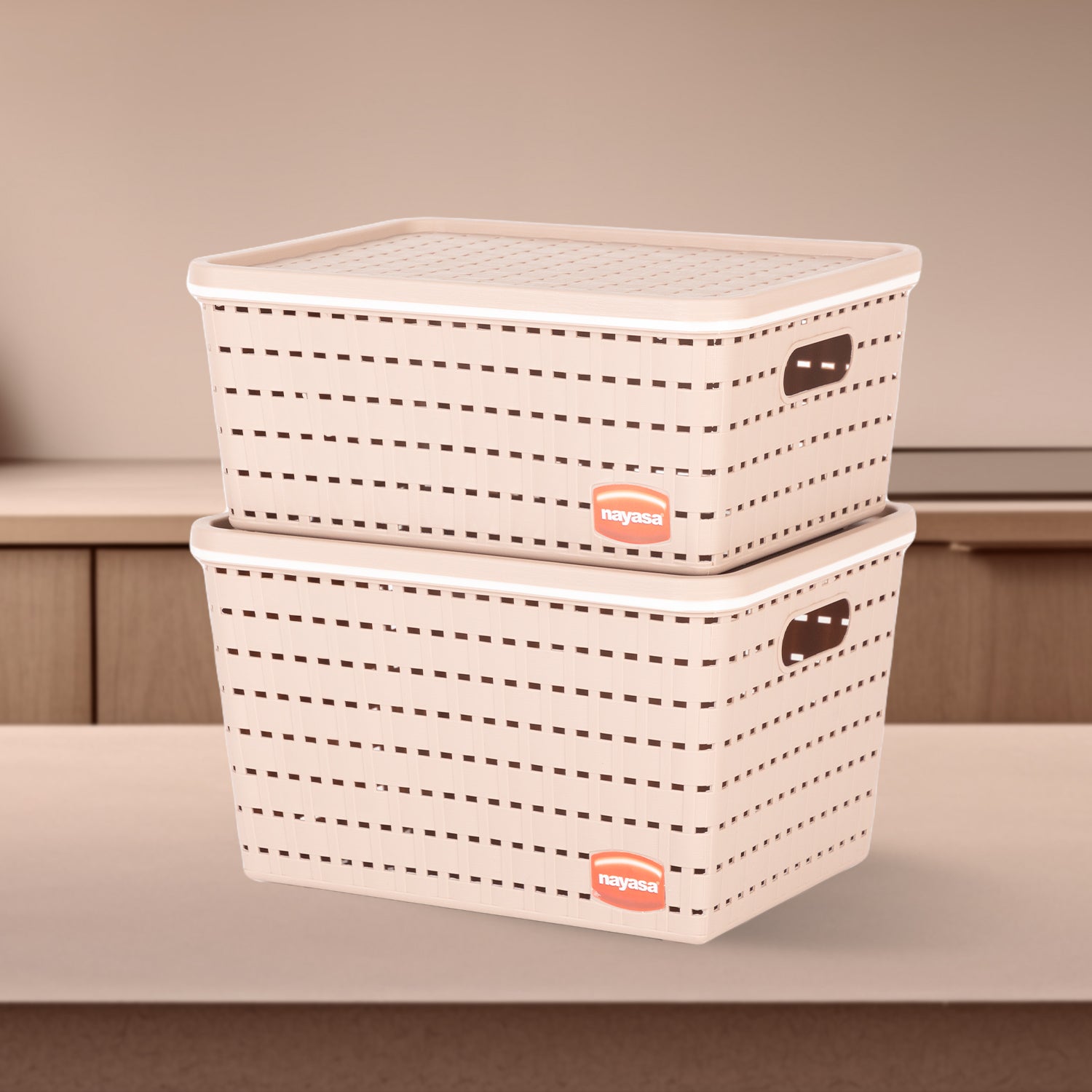 Gloria Basket Set of 2 Peach / Medium + Big