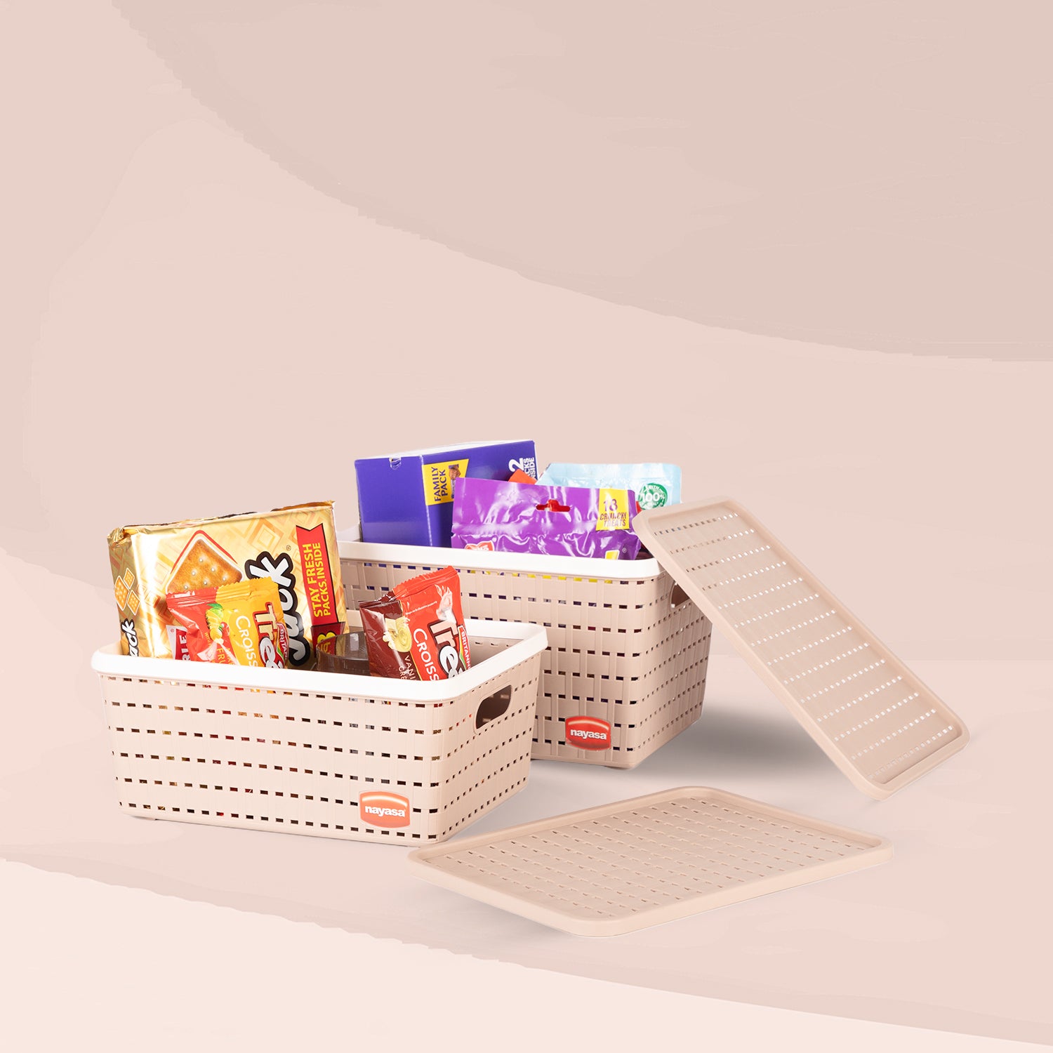 Gloria Basket Set of 2 Peach / Medium + Big