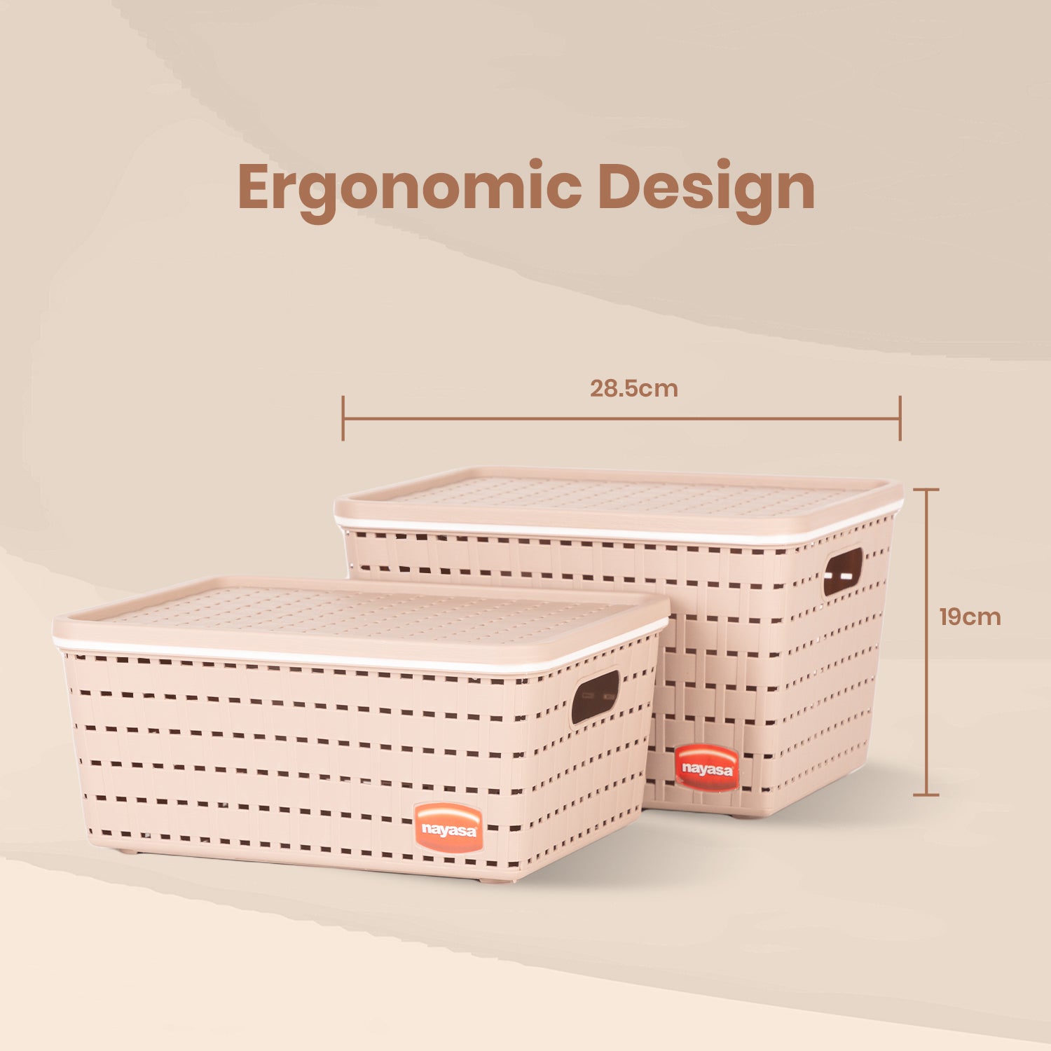 Gloria Basket Set of 2 Peach / Medium + Big