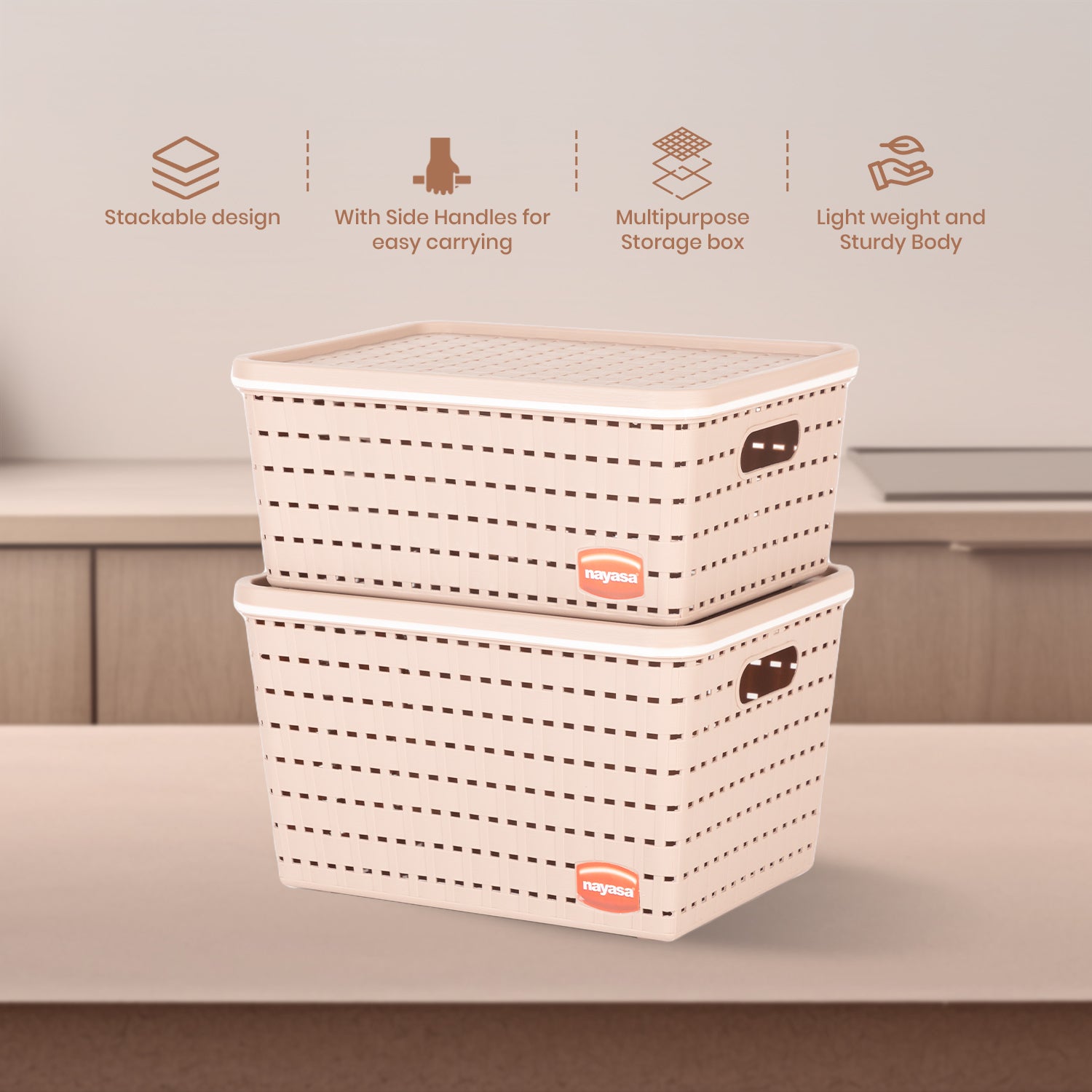 Gloria Basket Set of 2 Peach / Medium + Big