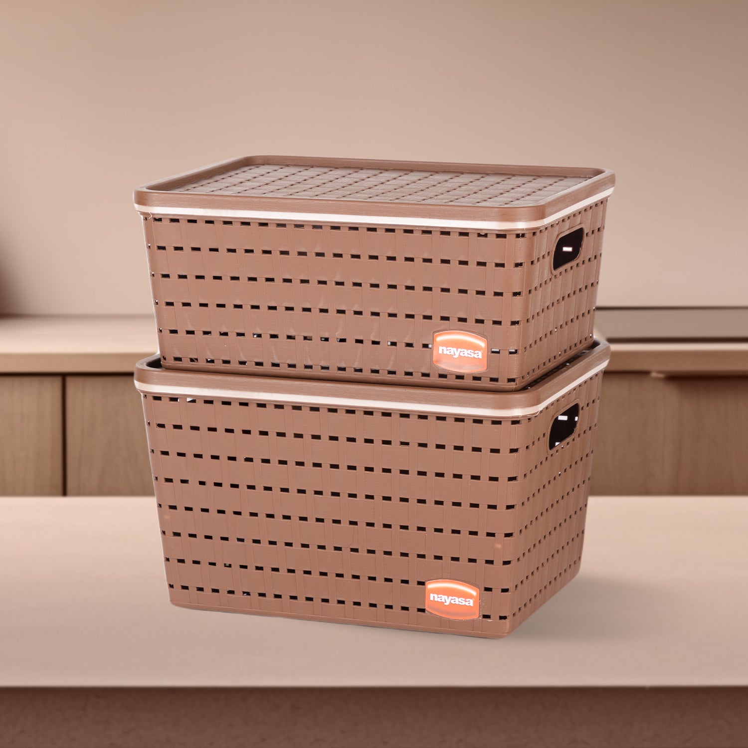 Gloria Basket Set of 2 Brown / Medium + Big