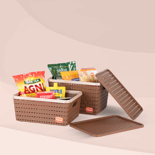 Gloria Basket Set of 2 Brown / Medium + Big