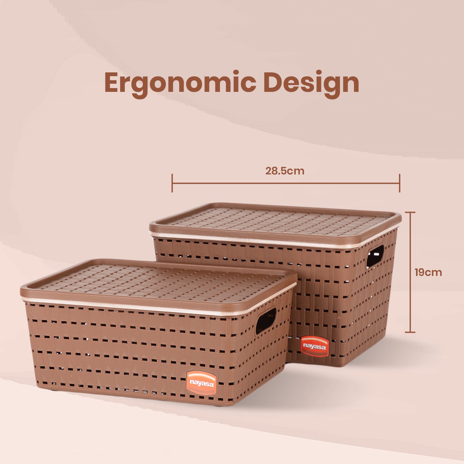 Gloria Basket Set of 2 Brown / Medium + Big