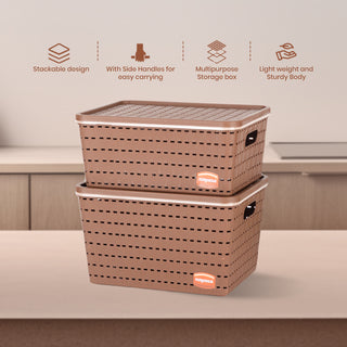 Gloria Basket Set of 2 Brown / Medium + Big