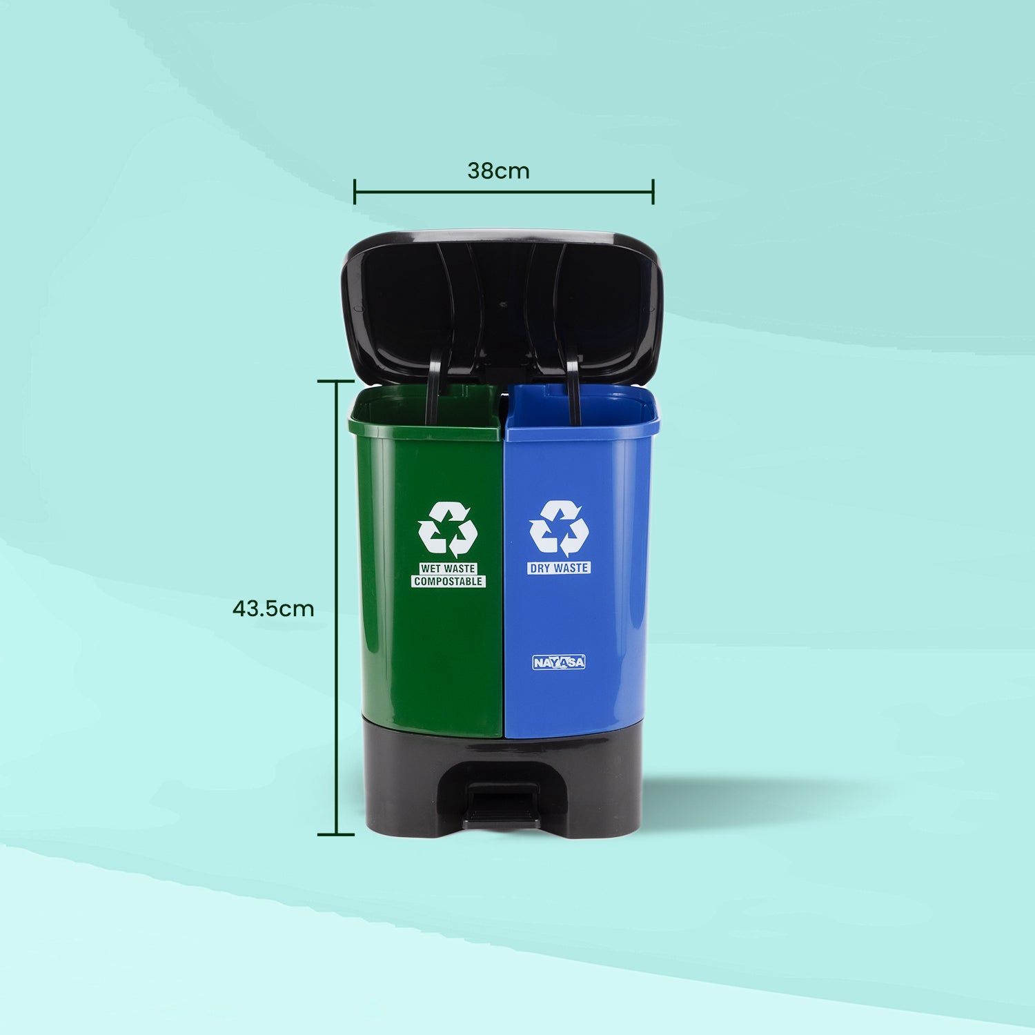 2 In1 Pedal Dustbin Green & Blue / 33 Ltrs