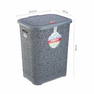 Flower Laundry Basket Grey