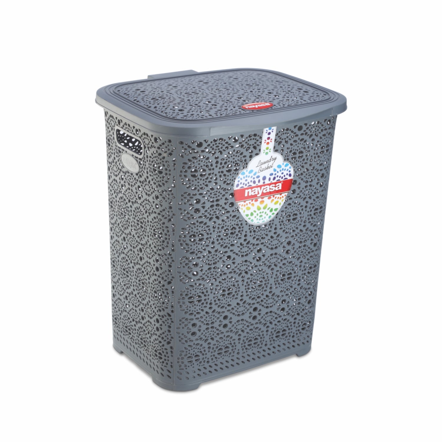 Flower Laundry Basket Grey