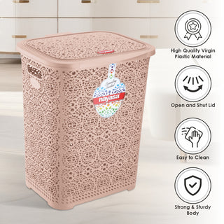 Flower Laundry Basket Beige