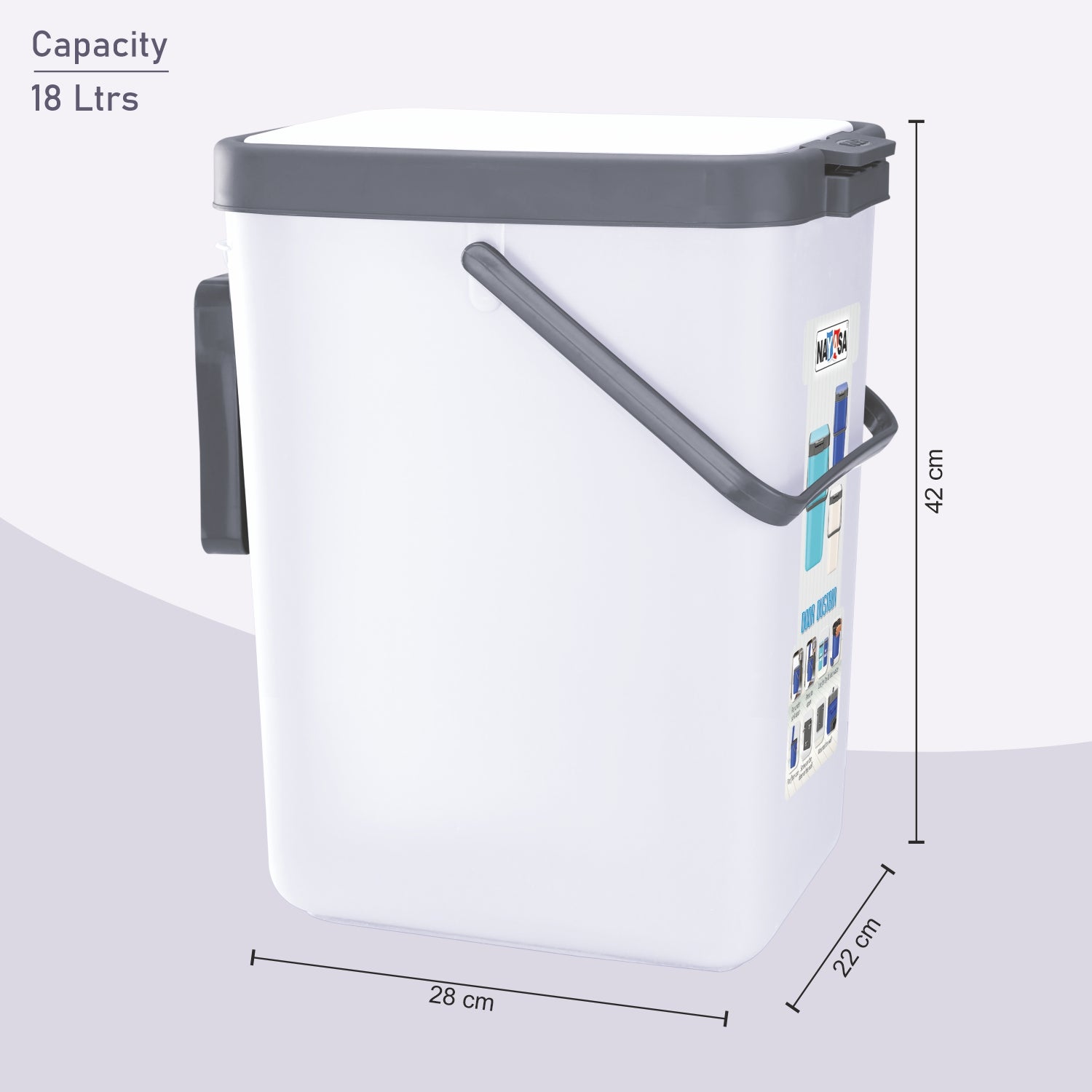 Door Dust Bin Grey / 18 Ltrs