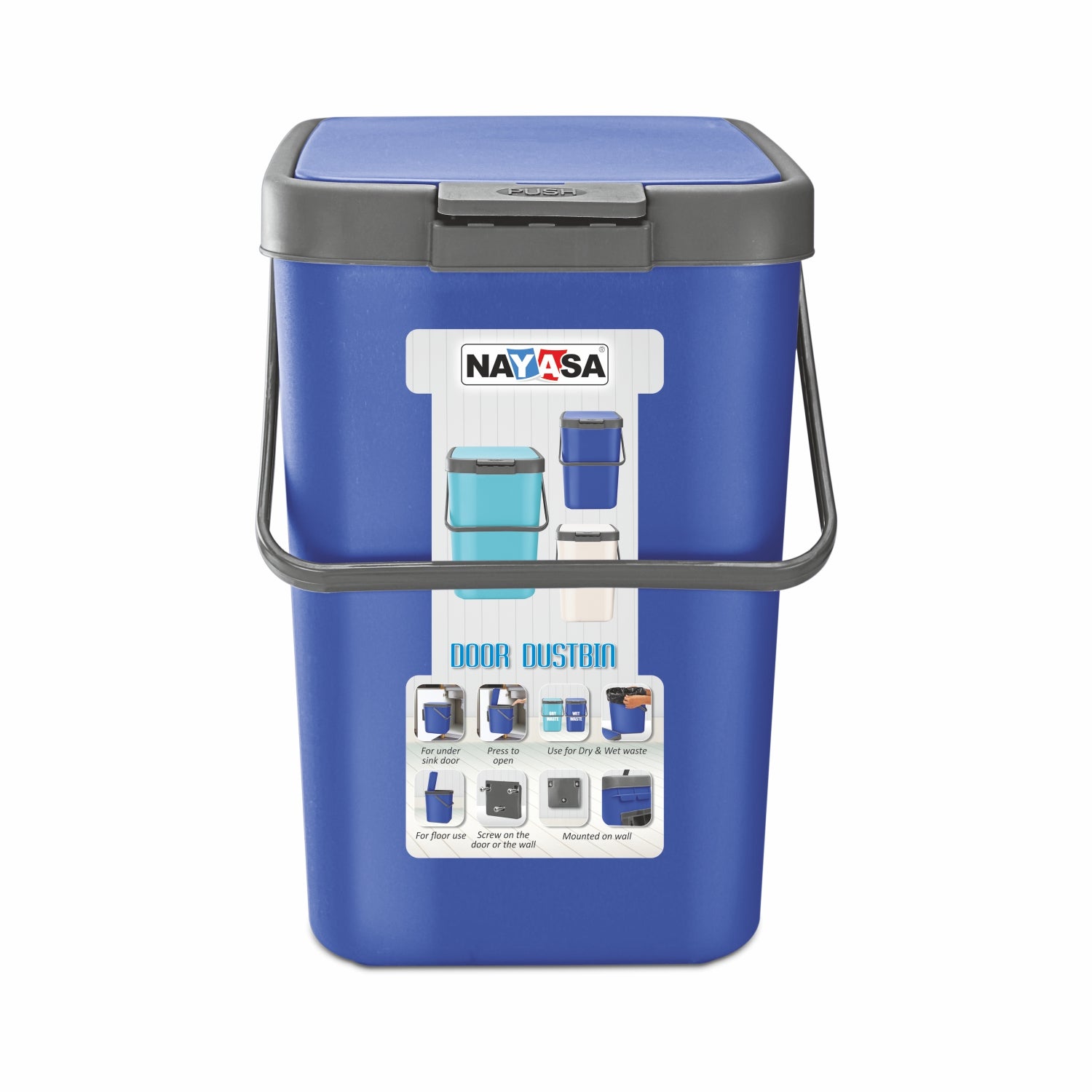 Door Dust Bin Mono Blue / 14 Ltrs