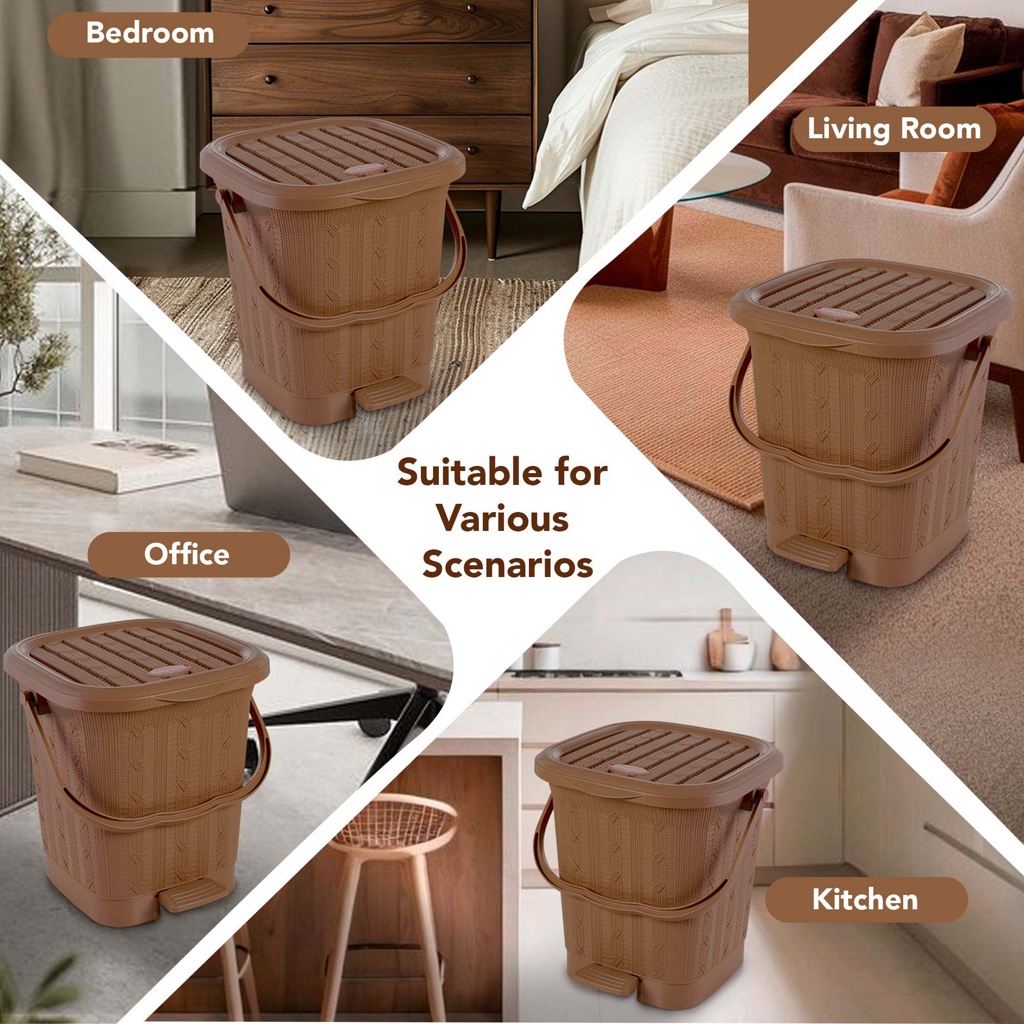 Mikado Waste Paper Dustbin Brown / 12.6 Ltrs