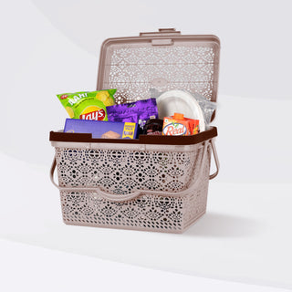 Flower Picnic Basket Light Brown