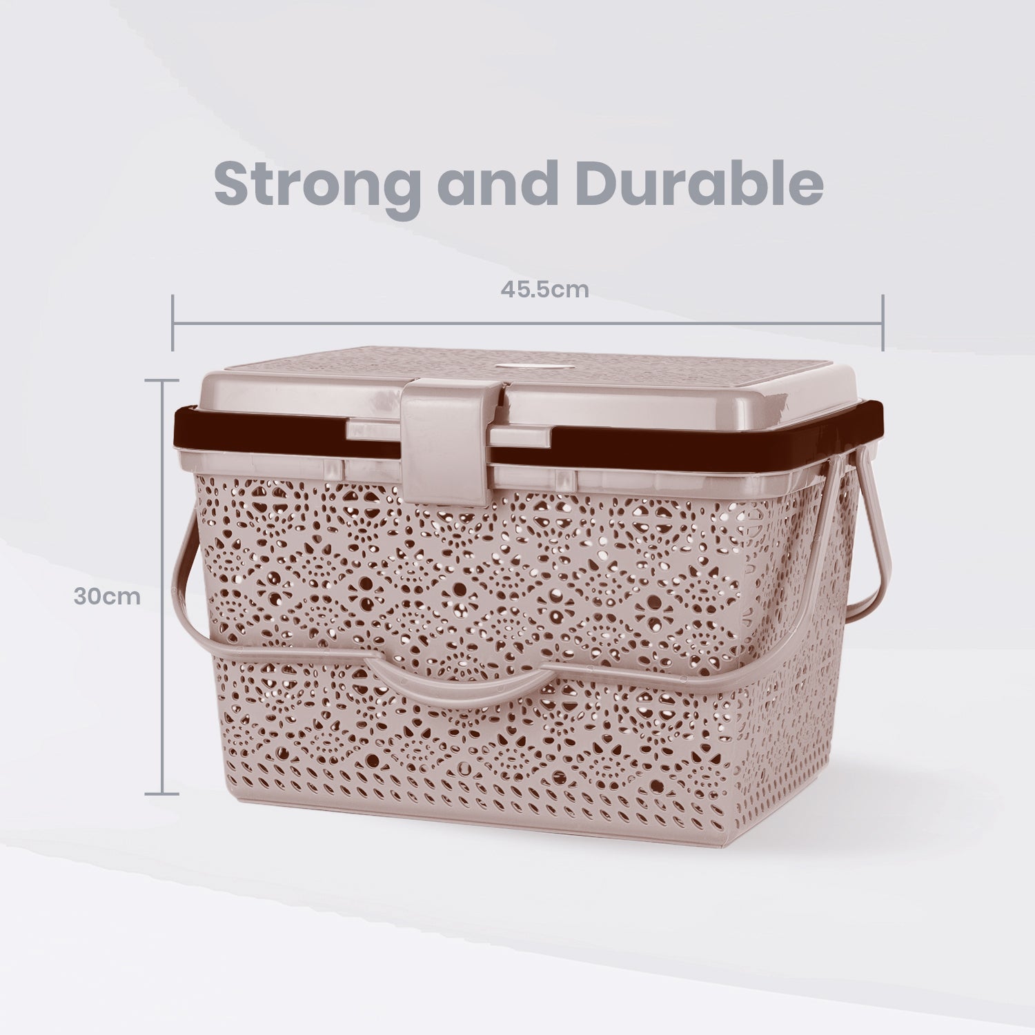 Flower Picnic Basket Light Brown