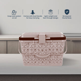 Flower Picnic Basket Light Brown
