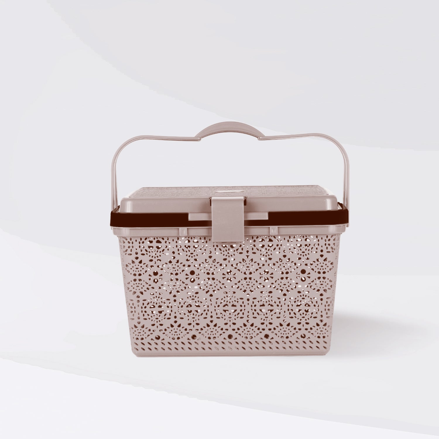 Flower Picnic Basket Light Brown