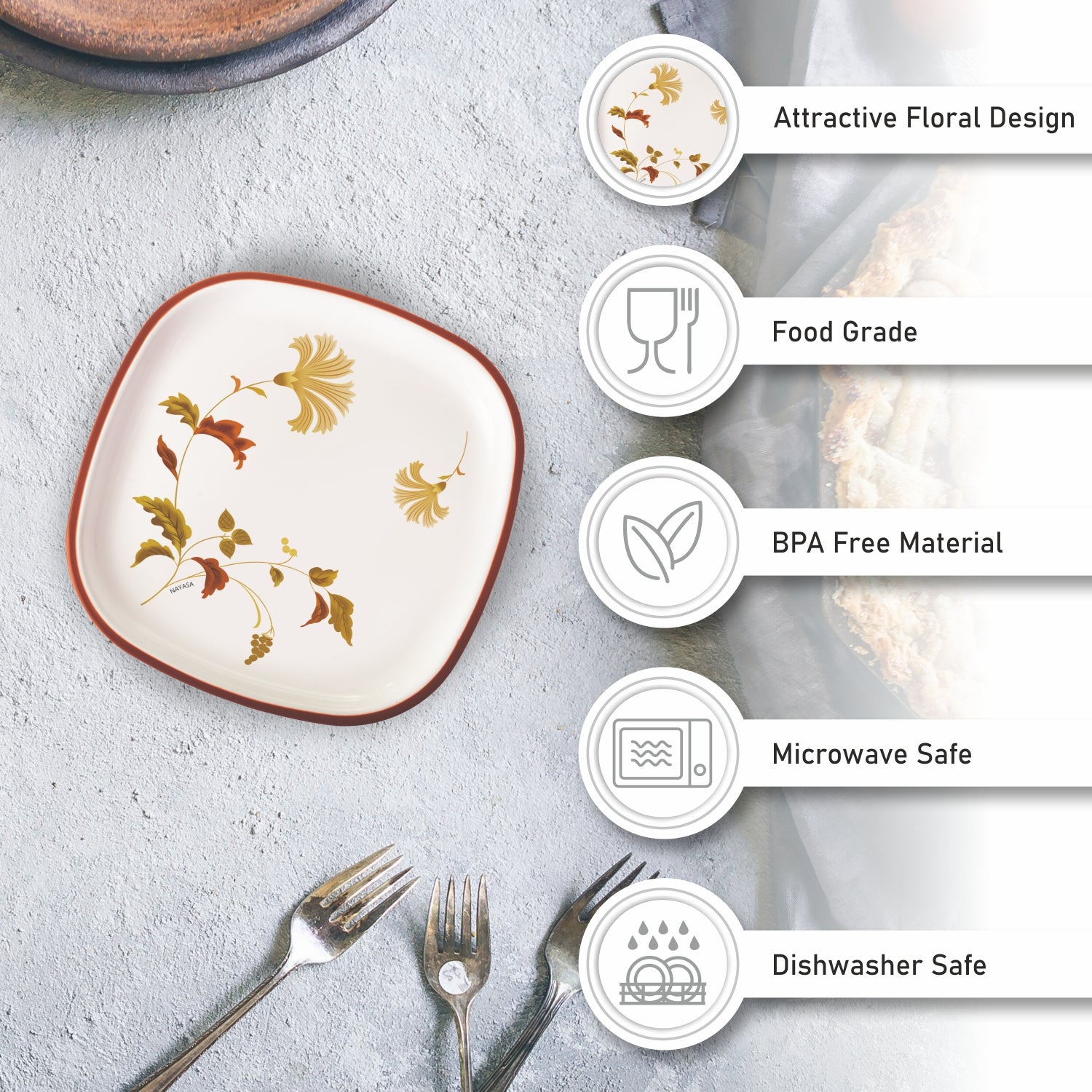 Mircofresh Quarter Plate, Set of 6 Square