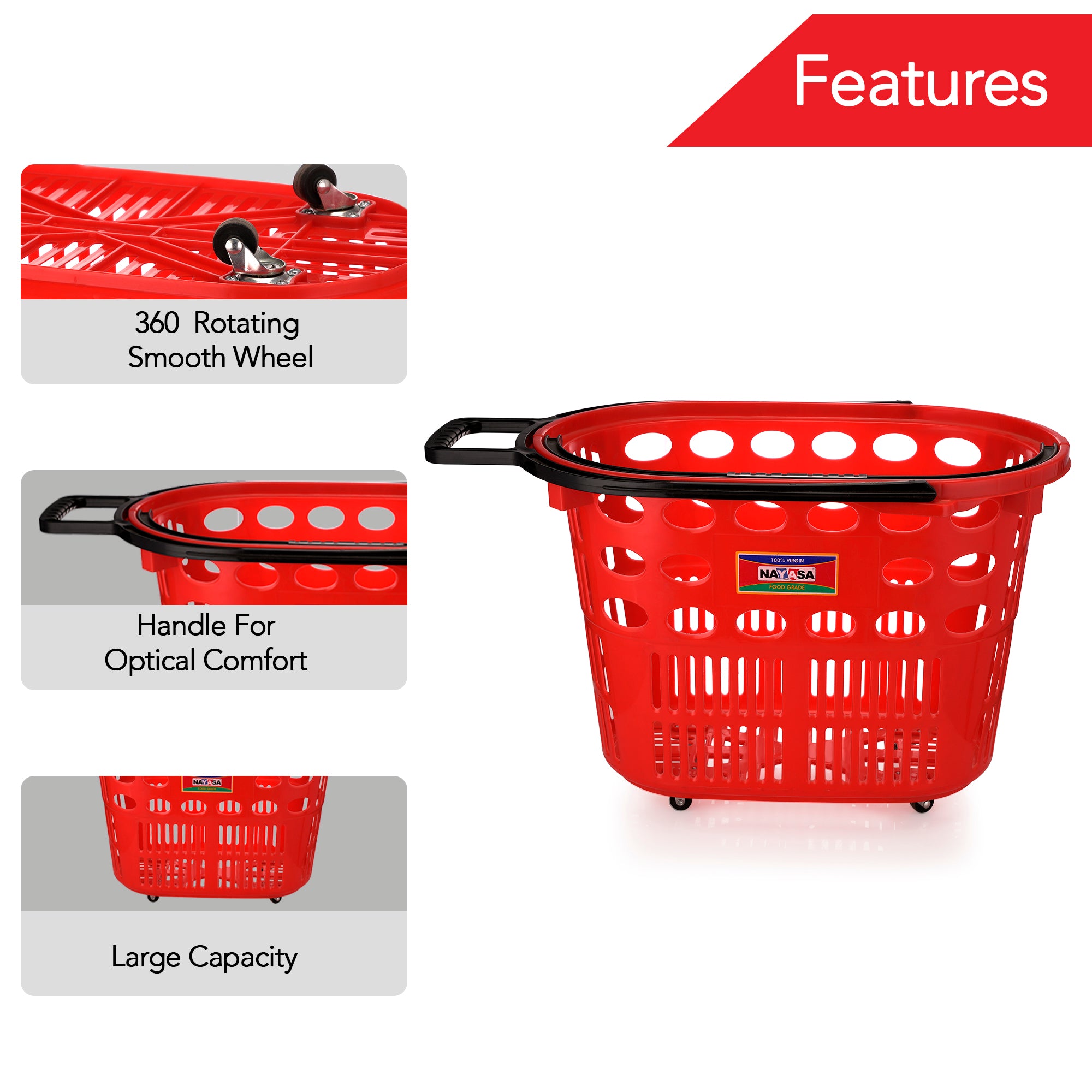 Shopping Trolly Basket Red