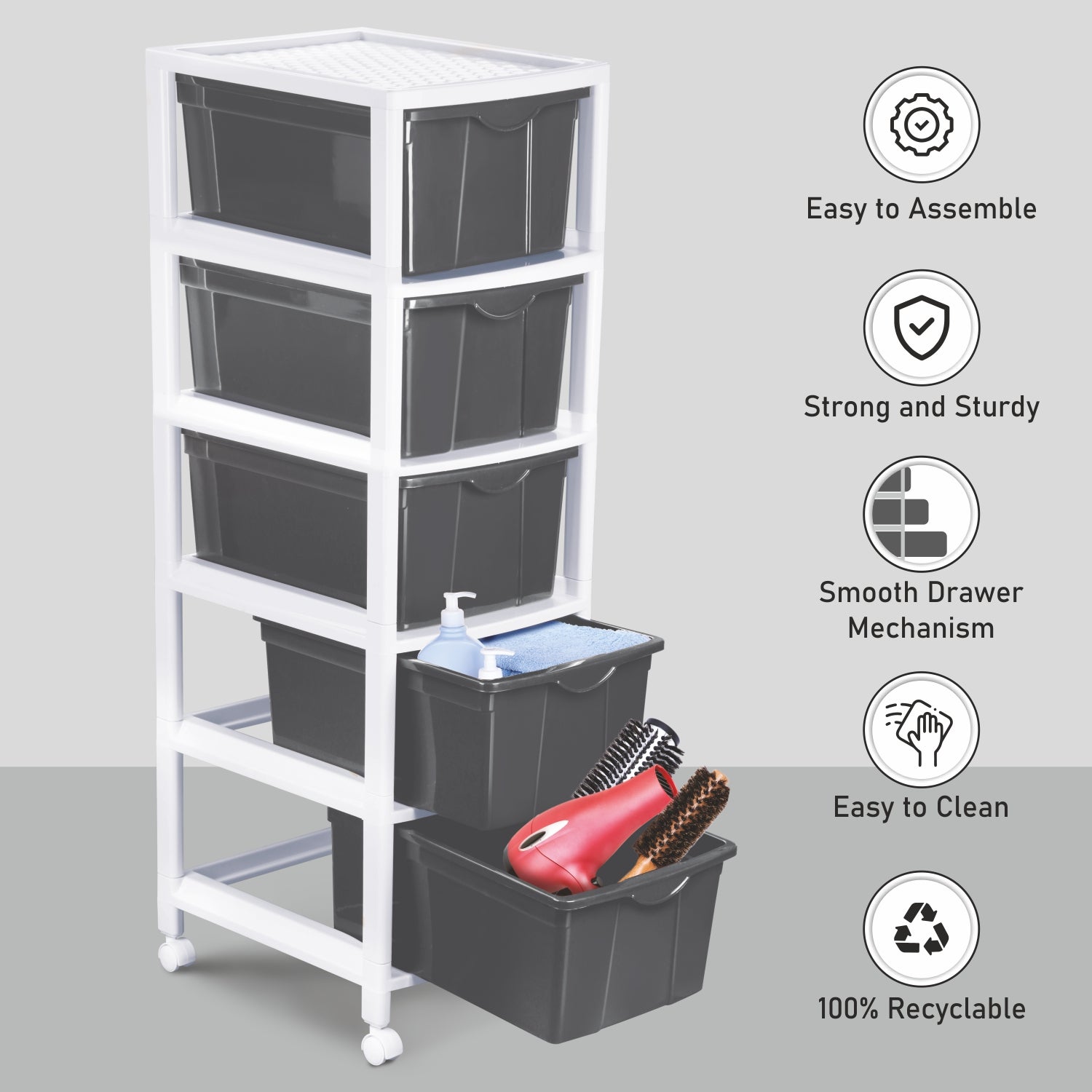 Carnival Tuckins Grey / 5 Drawers