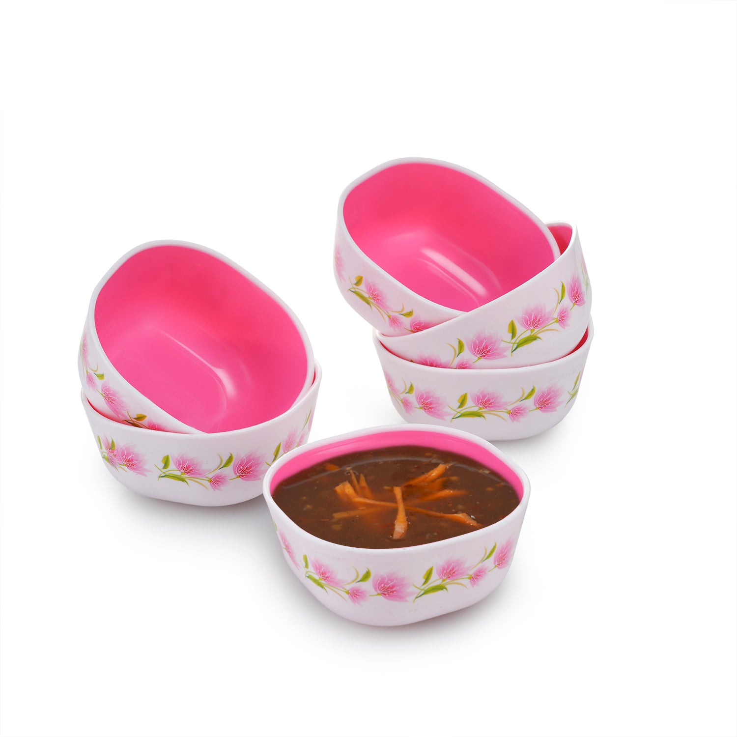 Microfresh Square Bowl Deluxe, Set of 6, 200 ML Pink