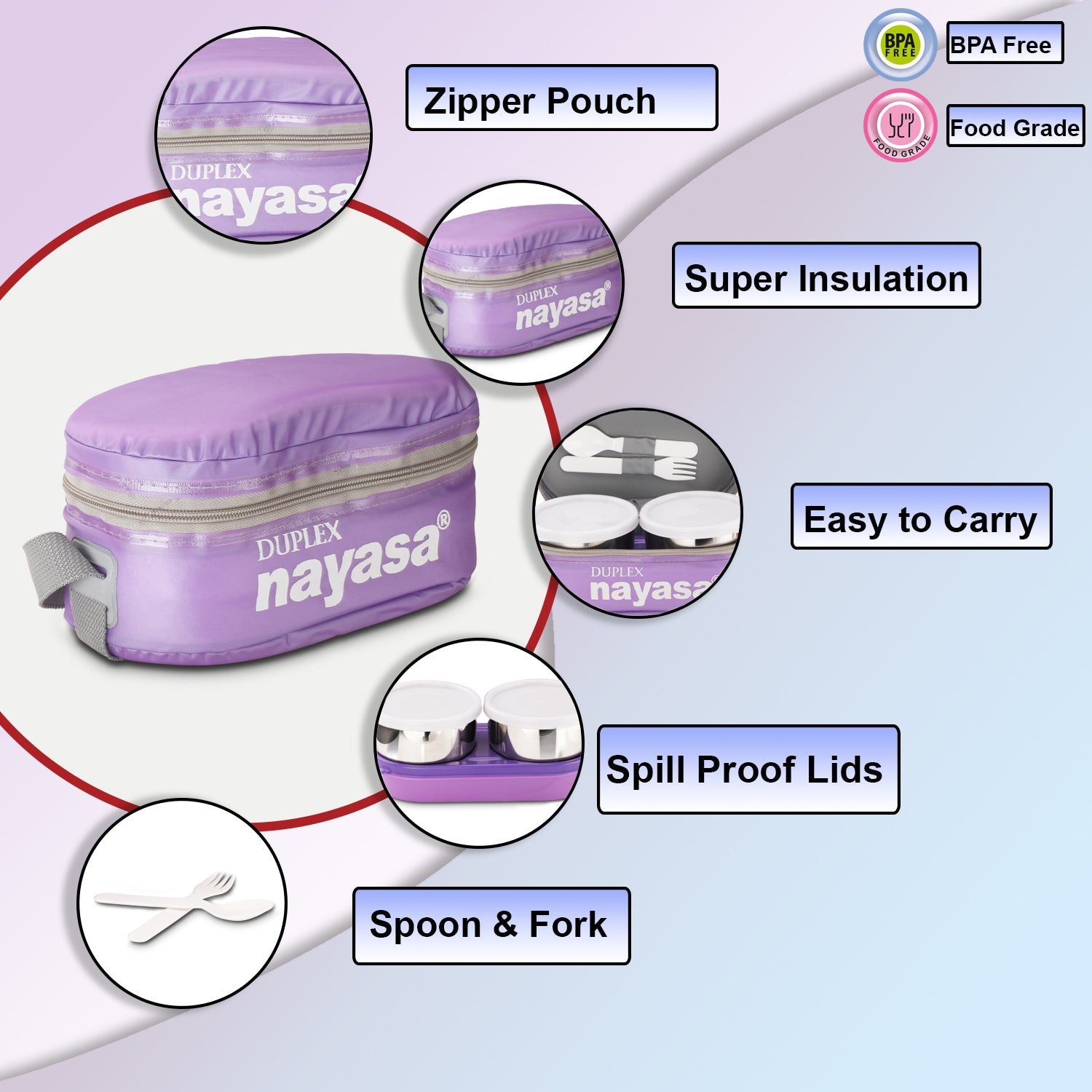 Duplex Dlx Lunch Box Purple