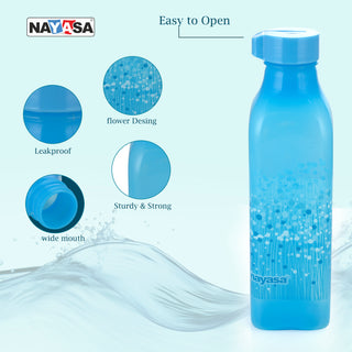 Deluxe Square Plastic Bottle, Set of 2, 1000 ml Blue