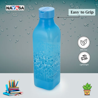 Deluxe Square Plastic Bottle, Set of 2, 1000 ml Blue