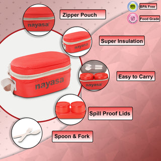 Duplex Deluxe Lunch Box with 2 Plastic Containers & Soft Insulated Bag