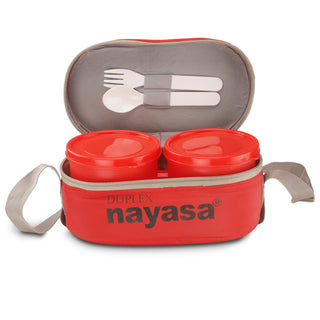 Duplex Deluxe Lunch Box with 2 Plastic Containers & Soft Insulated Bag