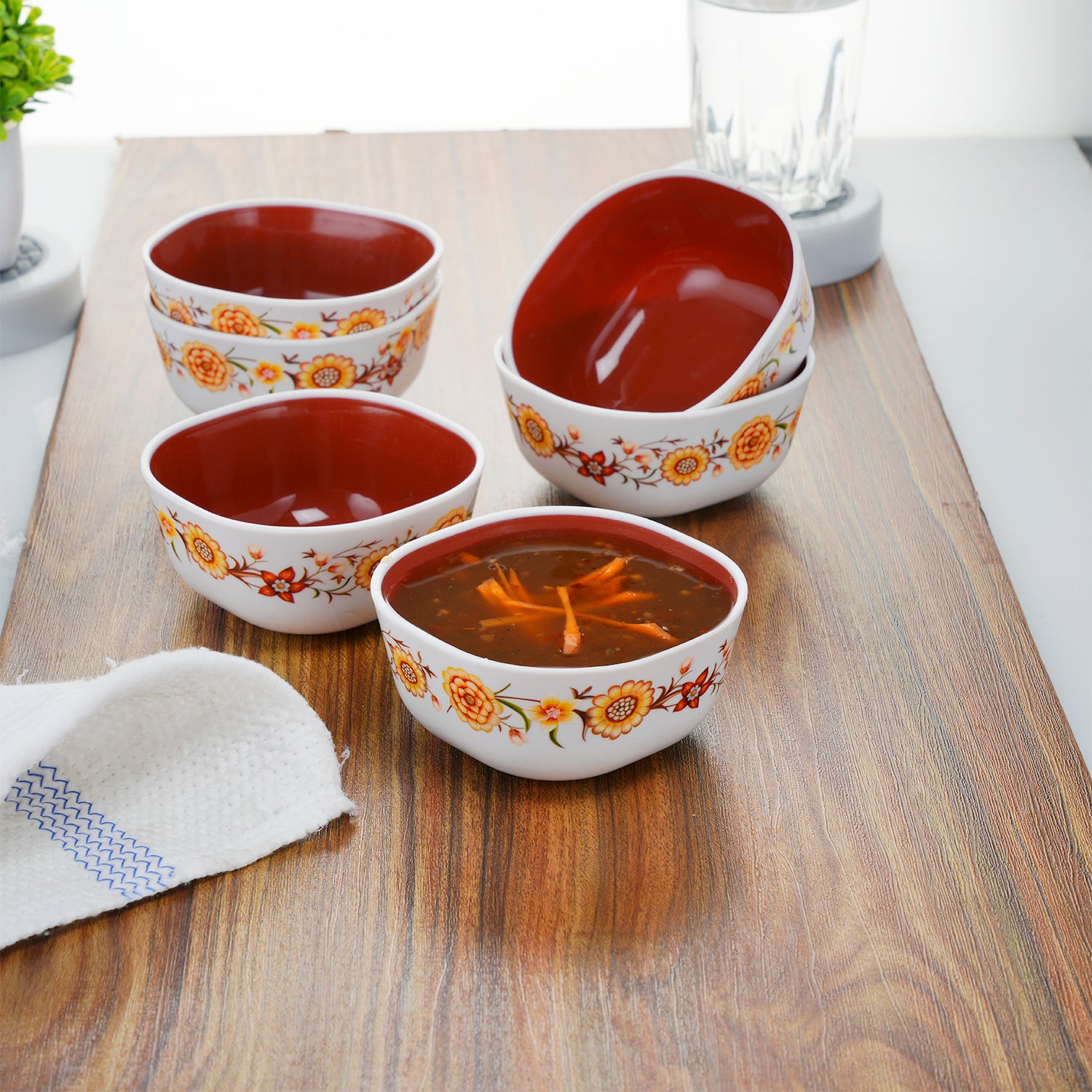 Microfresh Square Bowl Deluxe, Set of 6, 200 ML Brown